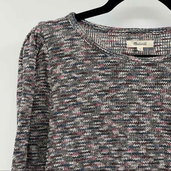 MADEWELL SpaceDyed Marled Sweater SZ L Gathered Shoulders Crewneck Pullover - Picture 4 of 8